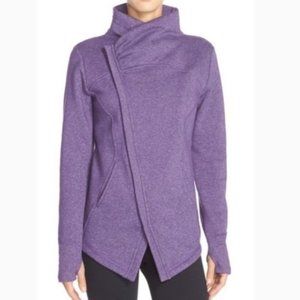 Zella Purple Snowdrift Asymmetrical Healthered Thick Full Zip Sweater Jacket XS